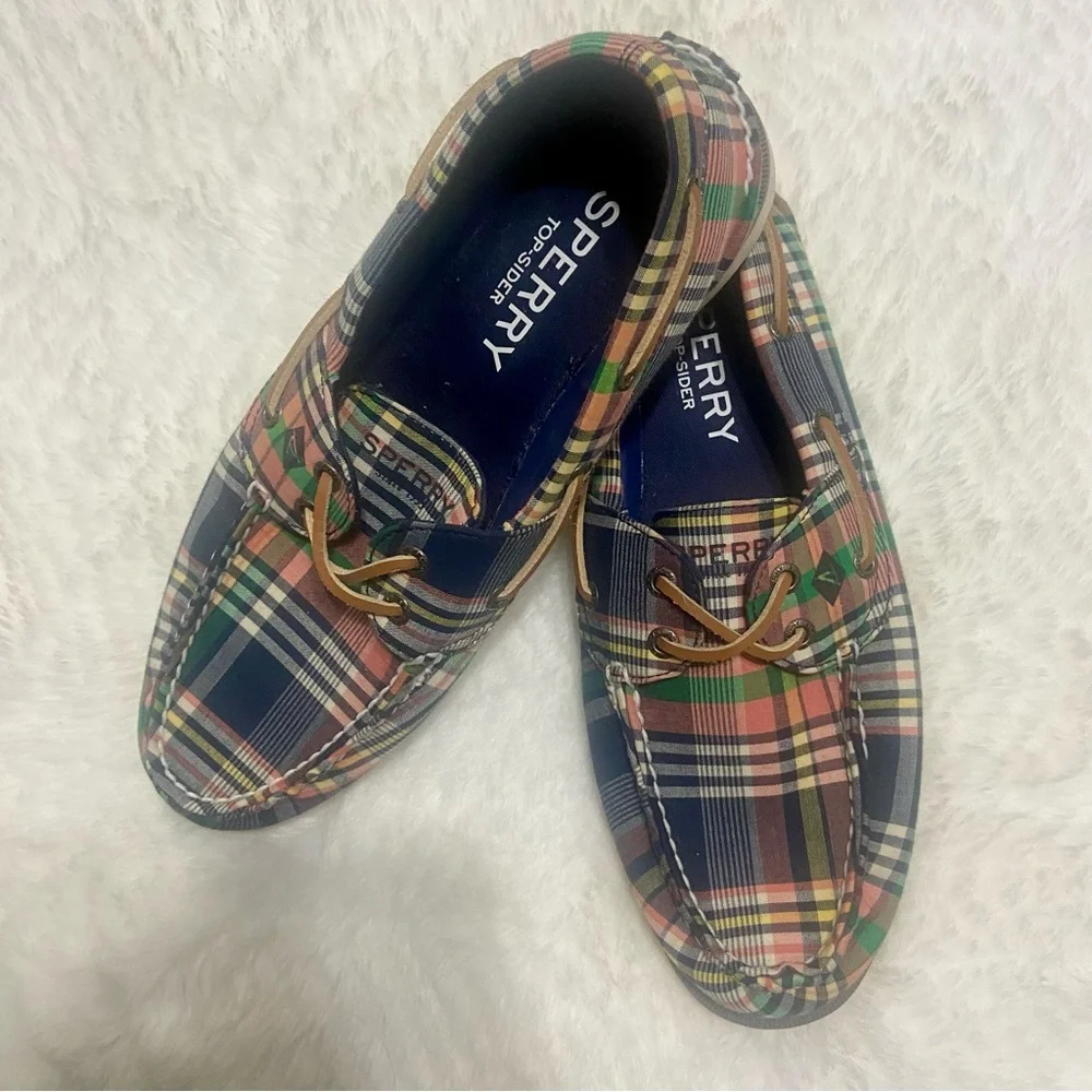 Sperry Men's Plaid Boat Shoes - Blue and Green